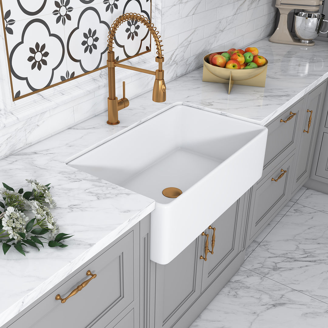 Trento Glossy White Ceramic Rectangular 33" L x 19.7" W Vessel Bathroom Sink