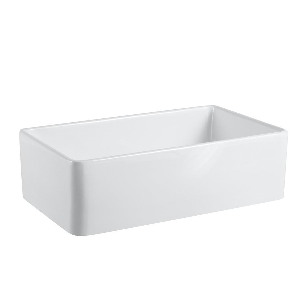 Trento Glossy White Ceramic Rectangular 33" L x 19.7" W Vessel Bathroom Sink