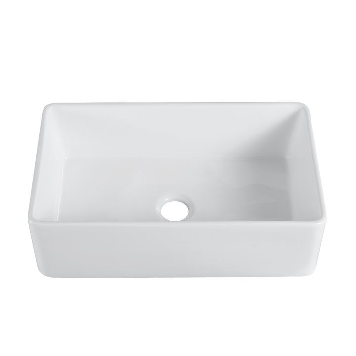 Trento Glossy White Ceramic Rectangular 33" L x 19.7" W Vessel Bathroom Sink