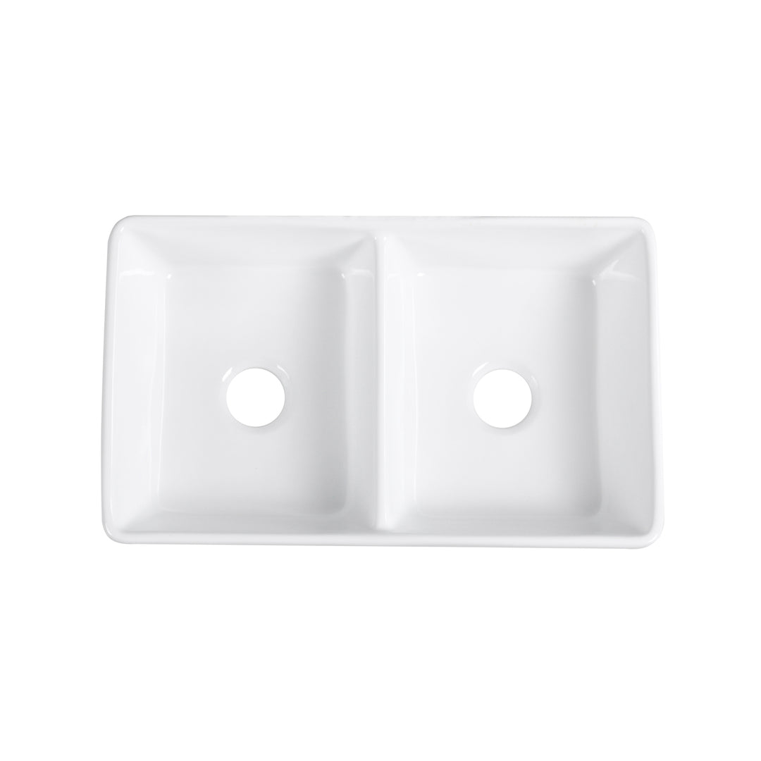Trieste Glossy White Ceramic Rectangular 32" L x 19.7" W Vessel Bathroom Double Sinks
