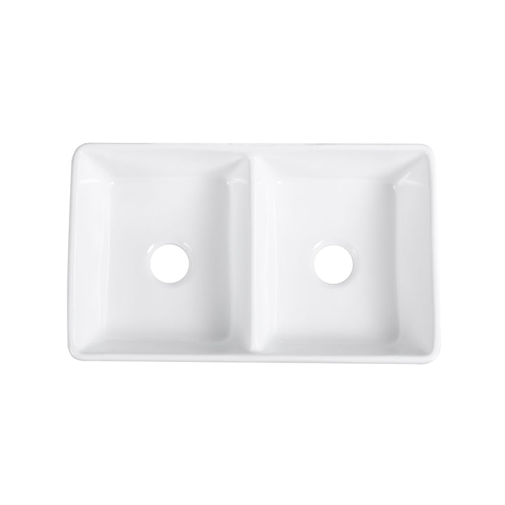 Trieste Glossy White Ceramic Rectangular 32" L x 19.7" W Vessel Bathroom Double Sinks