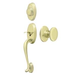 Deltana Architectural Hardware Riversdale Handleset with Flat Round Knob Dummy