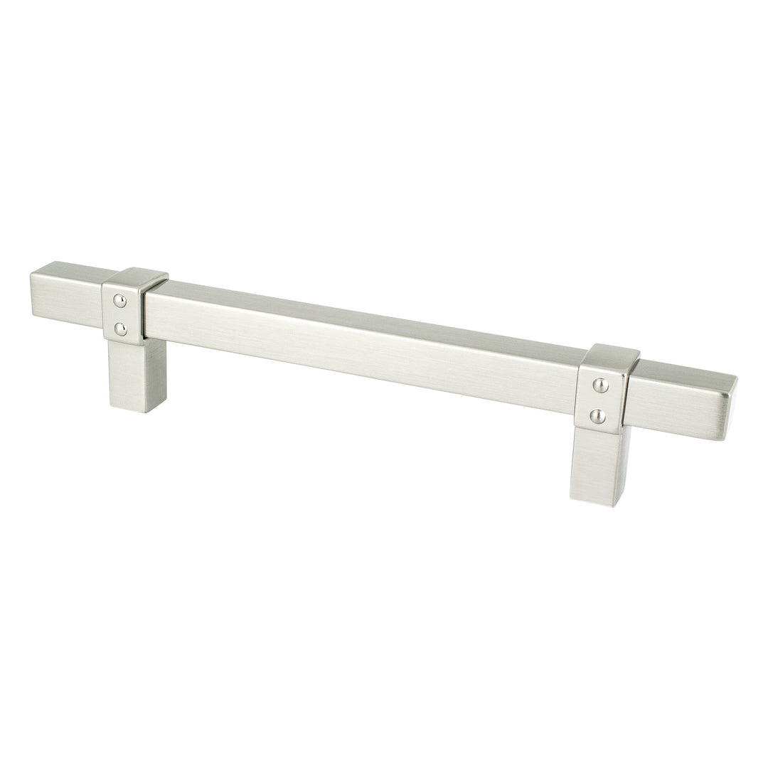 Rivet Rebel 128mm CC Brushed Nickel Bar and Matte Black Posts Pull