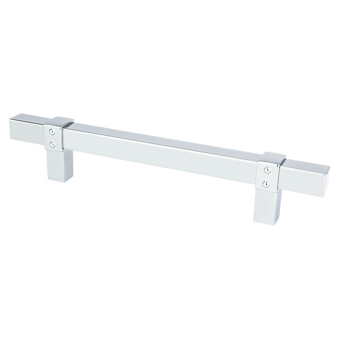 Rivet Rebel 128mm CC Brushed Nickel Bar and Matte Black Posts Pull