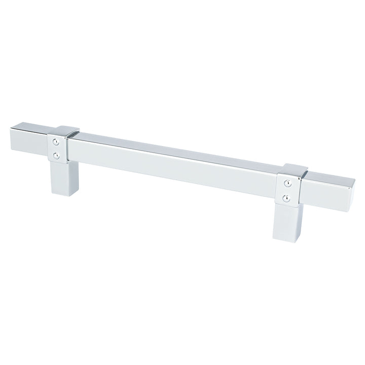 Rivet Rebel 128mm CC Brushed Nickel Bar and Matte Black Posts Pull