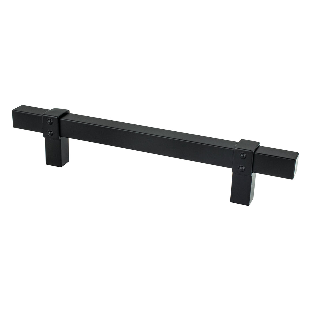 Rivet Rebel 128mm CC Brushed Nickel Bar and Matte Black Posts Pull