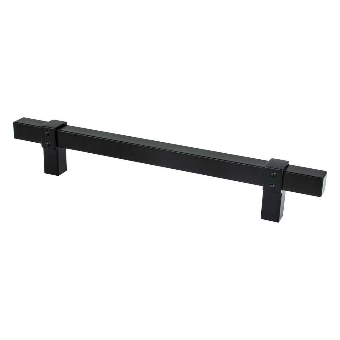 Rivet Rebel 160mm CC Brushed Nickel Bar and Matte Black Posts Pull