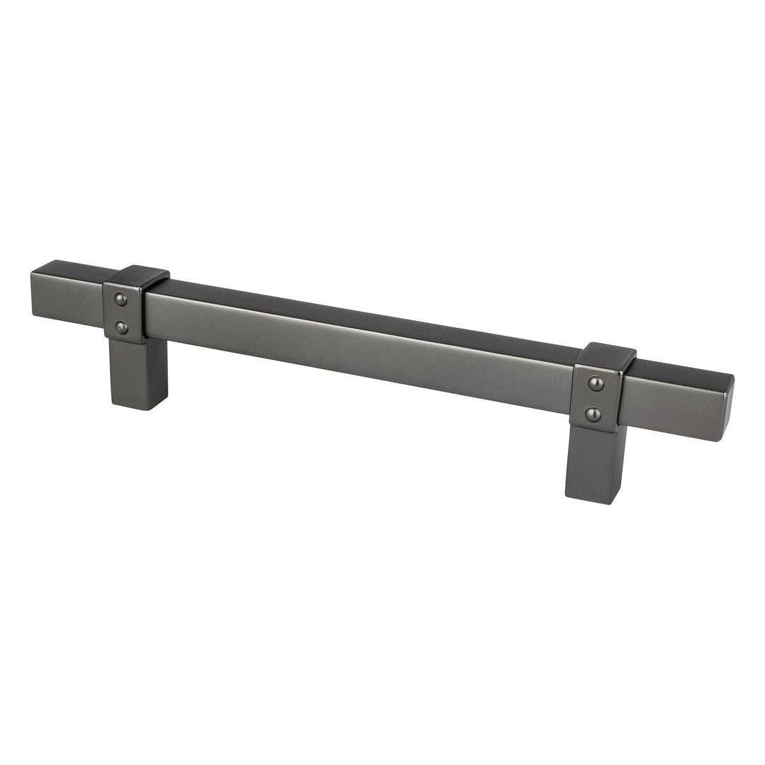 Rivet Rebel 128mm CC Brushed Nickel Bar and Matte Black Posts Pull