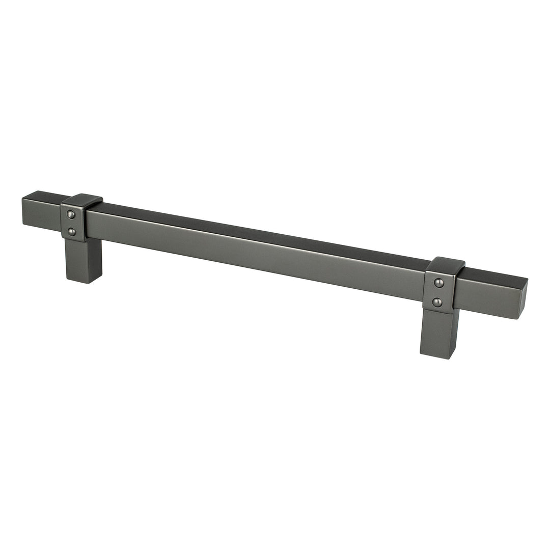 Rivet Rebel 160mm CC Brushed Nickel Bar and Matte Black Posts Pull