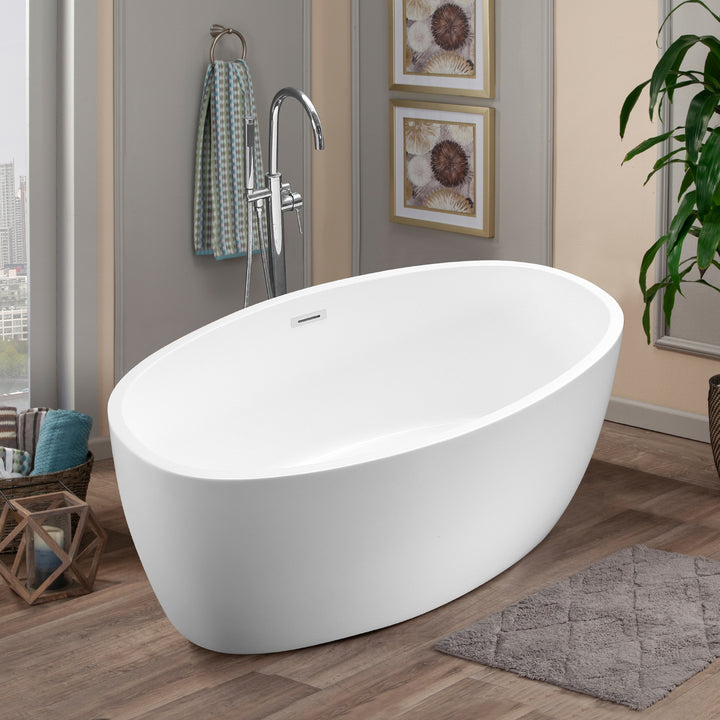 Jolie 55" x 32" Freestanding Soaking Acrylic Bathtub