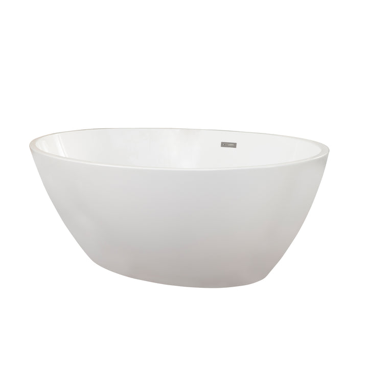 Elbow 67" x 32" Flatbottom Freestanding Acrylic Soaking Bathtub in Glossy White with Drain and Overflow