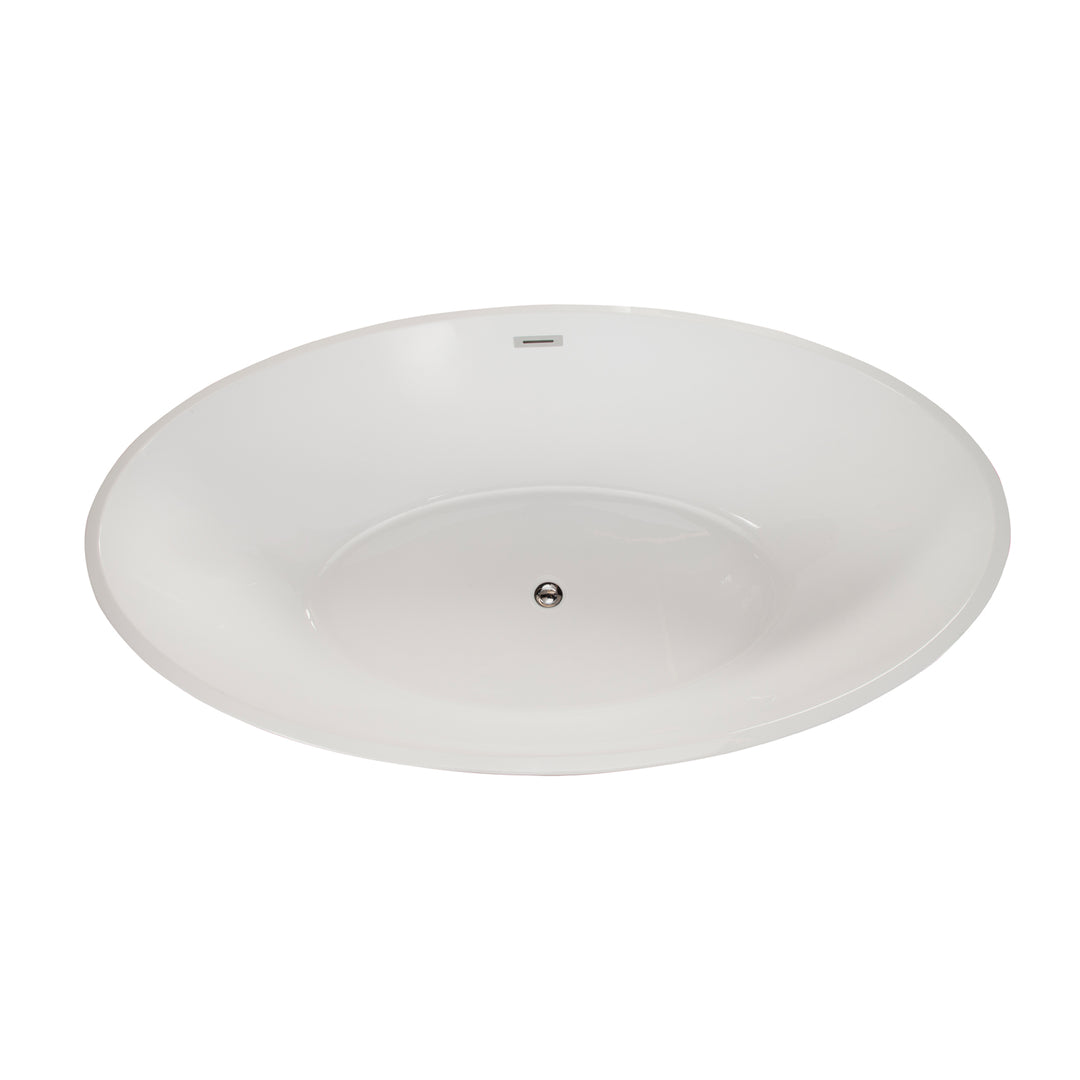 Elbow 67" x 32" Flatbottom Freestanding Acrylic Soaking Bathtub in Glossy White with Drain and Overflow