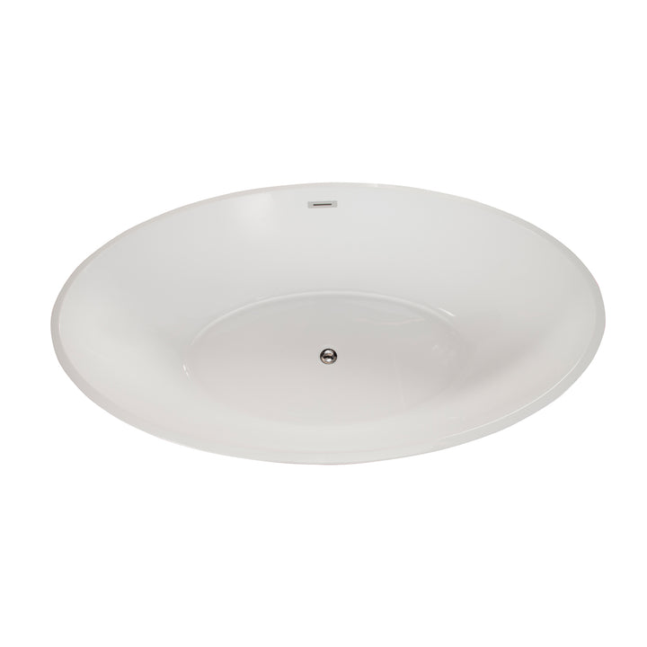 Elbow 67" x 32" Flatbottom Freestanding Acrylic Soaking Bathtub in Glossy White with Drain and Overflow