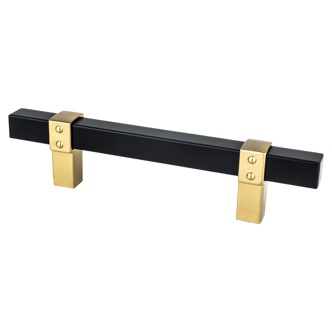 Rivet Rebel 96mm CC Brushed Nickel Bar and Matte Black Posts Pull