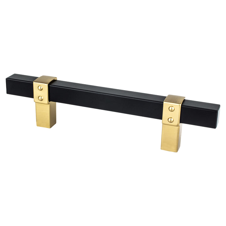 Rivet Rebel 96mm CC Brushed Nickel Bar and Matte Black Posts Pull