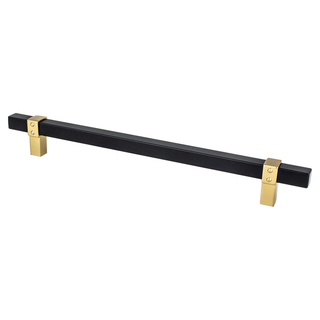 Rivet Rebel 224mm CC Brushed Nickel Bar and Matte Black Posts Pull