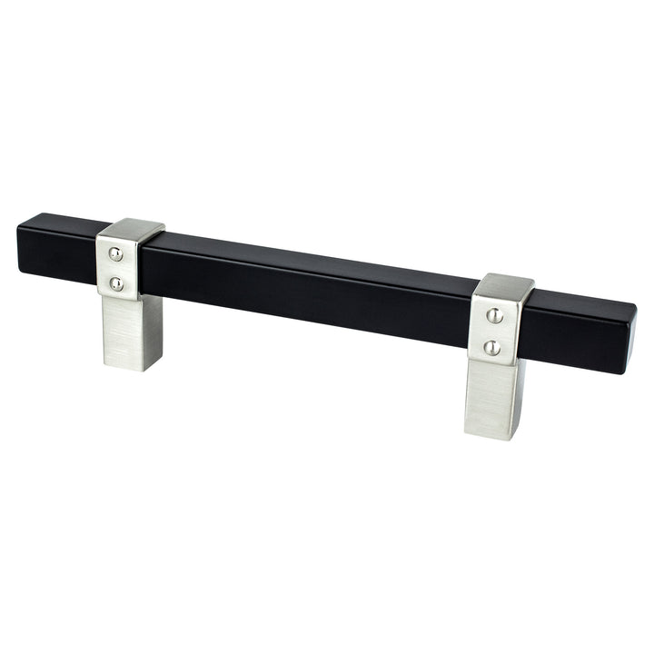 Rivet Rebel 96mm CC Brushed Nickel Bar and Matte Black Posts Pull