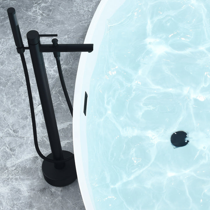 Regina 51" x 28" Flatbottom Freestanding Acrylic Soaking Bathtub in Glossy White with Drain and Overflow