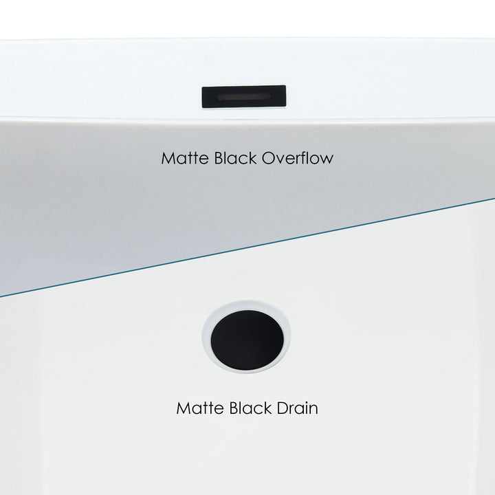 Regina 51" x 28" Flatbottom Freestanding Acrylic Soaking Bathtub in Glossy White with Drain and Overflow