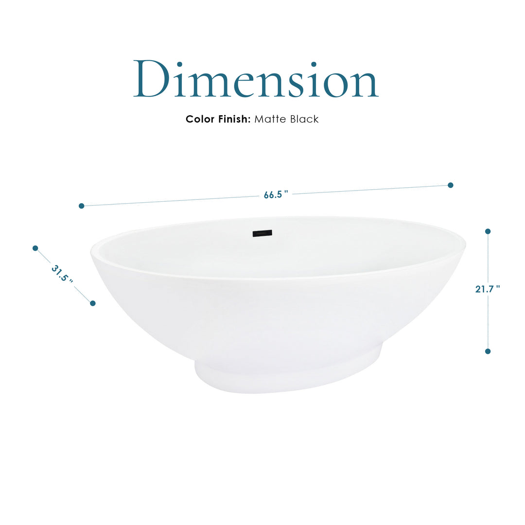 Regina 51" x 28" Flatbottom Freestanding Acrylic Soaking Bathtub in Glossy White with Drain and Overflow