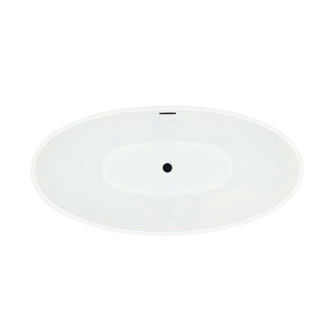 Regina 51" x 28" Flatbottom Freestanding Acrylic Soaking Bathtub in Glossy White with Drain and Overflow