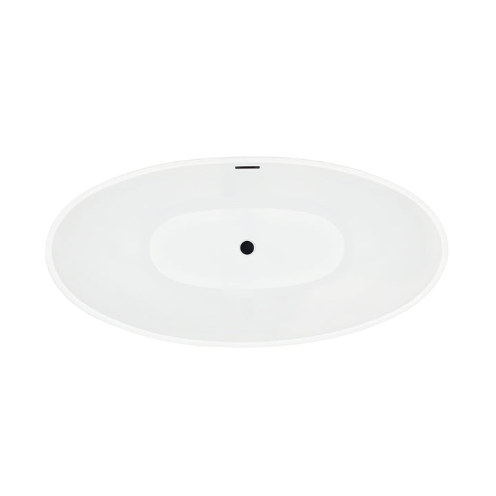 Regina 51" x 28" Flatbottom Freestanding Acrylic Soaking Bathtub in Glossy White with Drain and Overflow