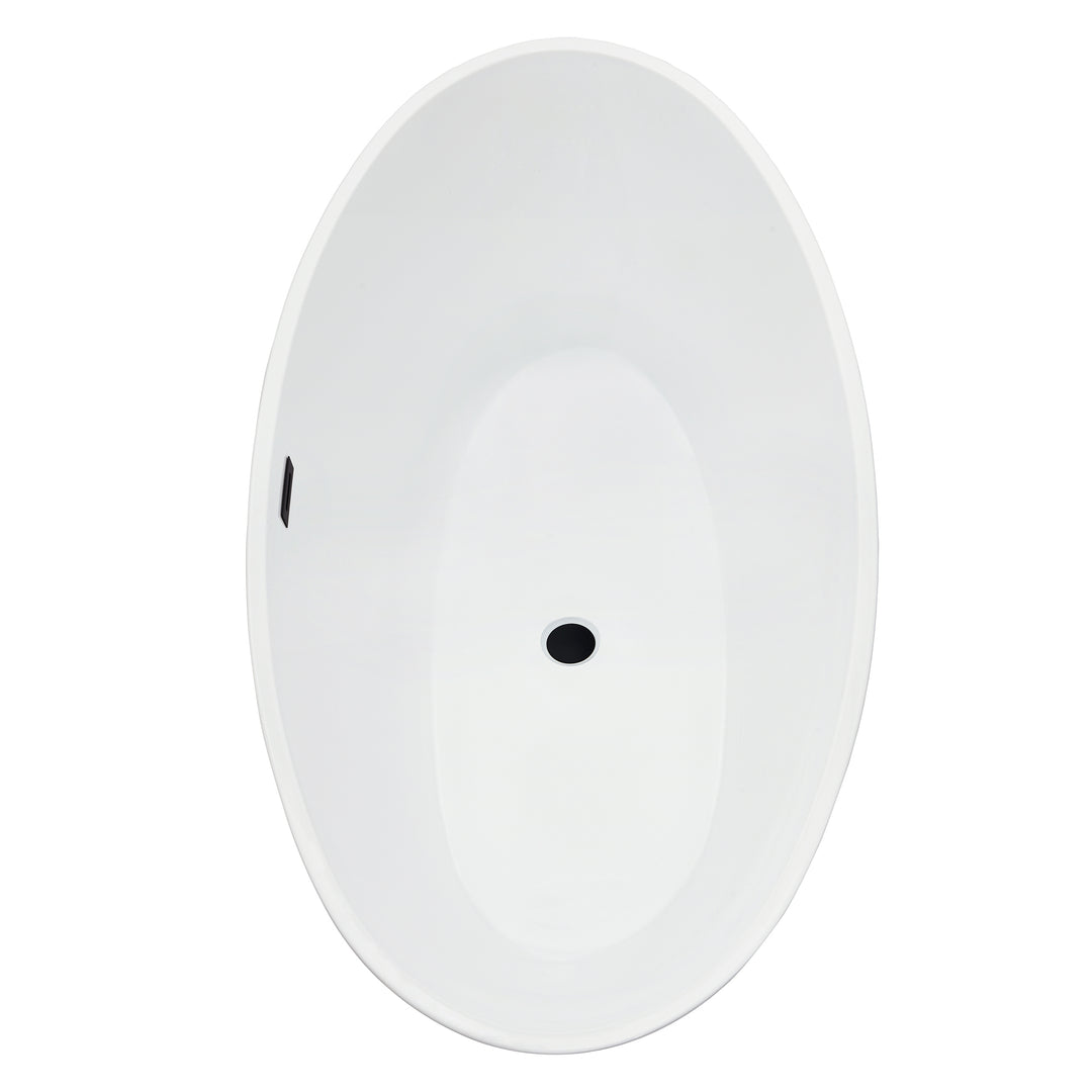 Regina 51" x 28" Flatbottom Freestanding Acrylic Soaking Bathtub in Glossy White with Drain and Overflow