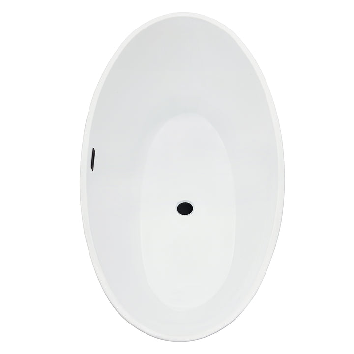 Regina 51" x 28" Flatbottom Freestanding Acrylic Soaking Bathtub in Glossy White with Drain and Overflow