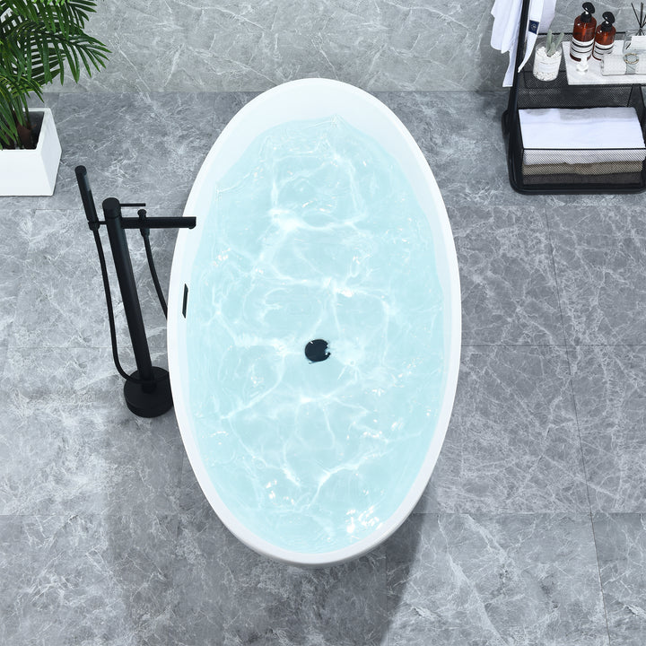 Regina 51" x 28" Flatbottom Freestanding Acrylic Soaking Bathtub in Glossy White with Drain and Overflow