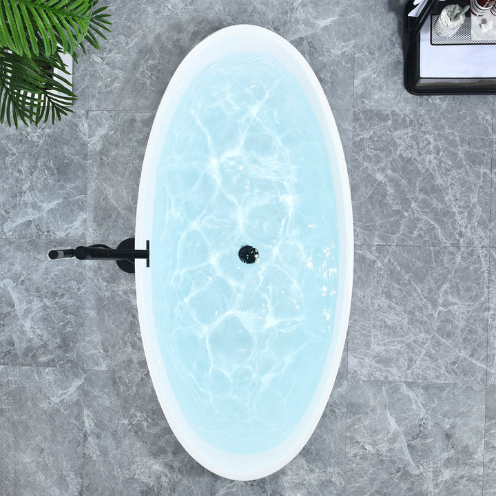 Regina 51" x 28" Flatbottom Freestanding Acrylic Soaking Bathtub in Glossy White with Drain and Overflow