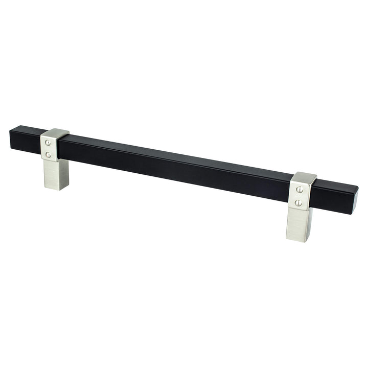 Rivet Rebel 160mm CC Brushed Nickel Bar and Matte Black Posts Pull