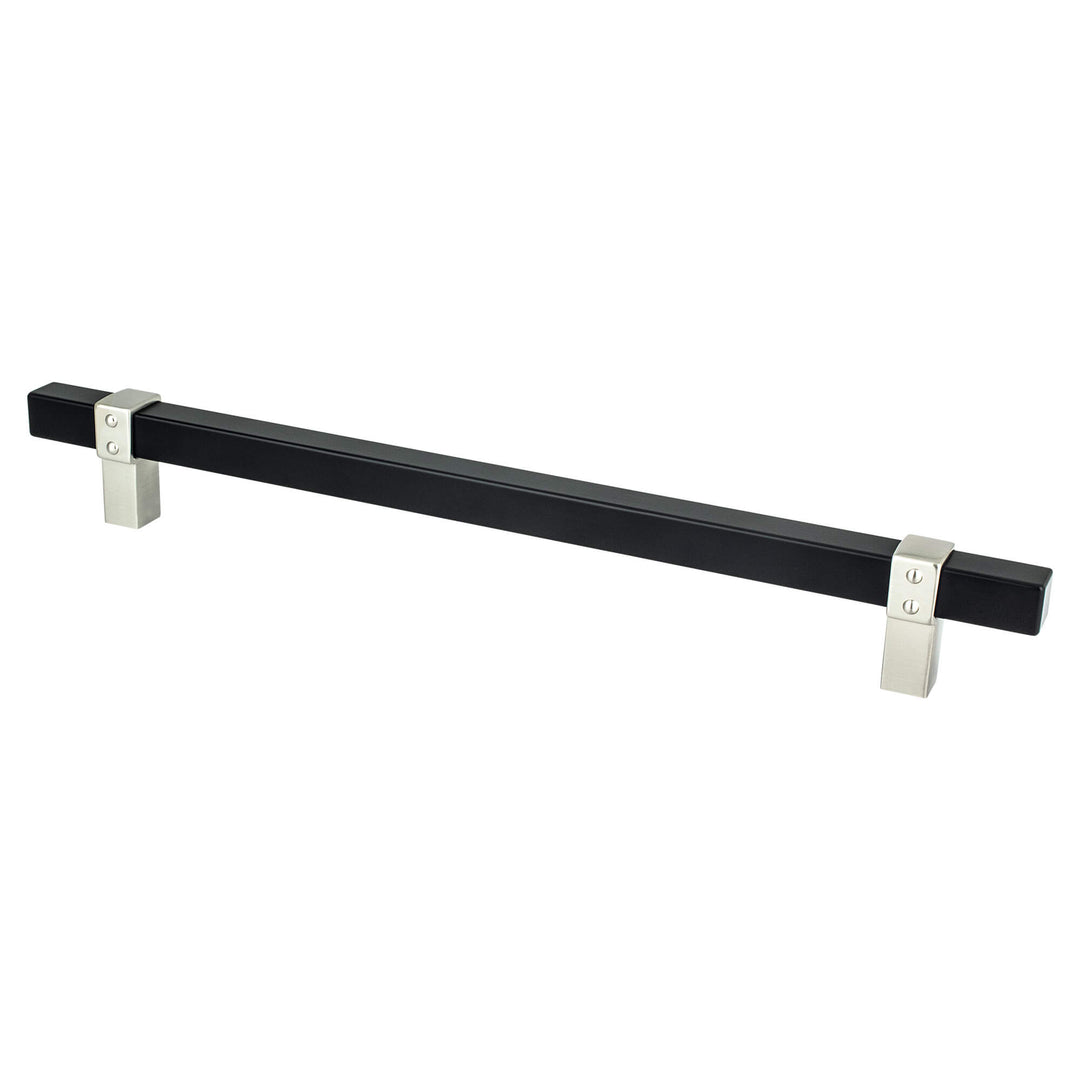 Rivet Rebel 224mm CC Brushed Nickel Bar and Matte Black Posts Pull