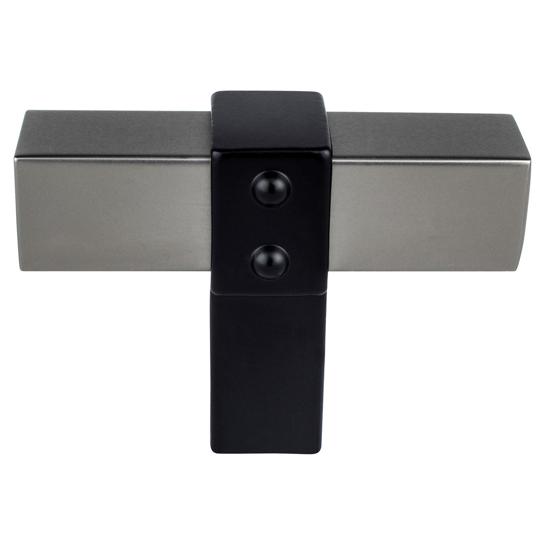 Rivet Rebel Brushed Nickel Bar and Matte Black Post Knob
