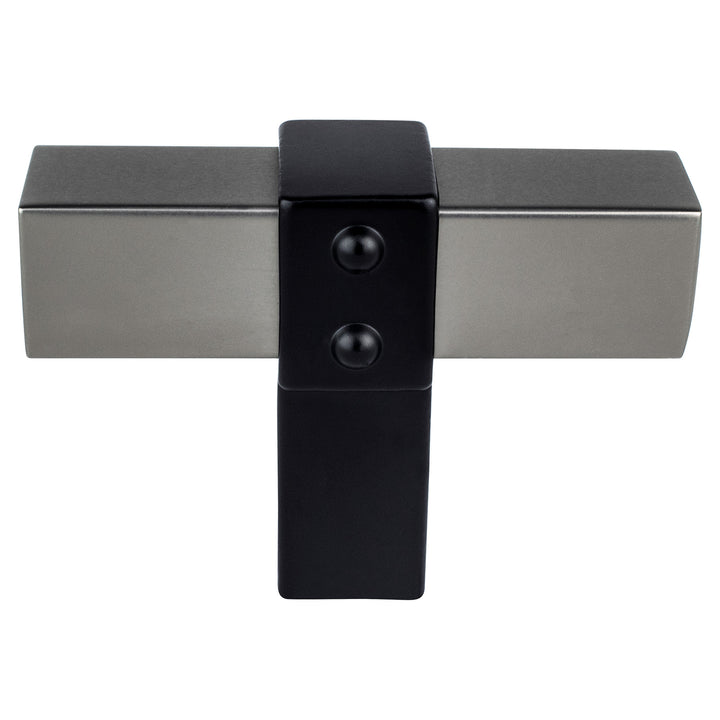 Rivet Rebel Brushed Nickel Bar and Matte Black Post Knob