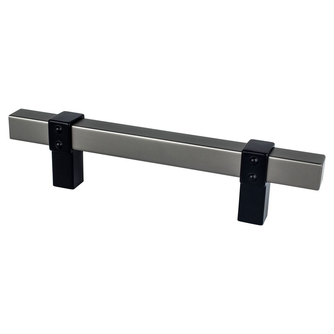 Rivet Rebel 96mm CC Brushed Nickel Bar and Matte Black Posts Pull
