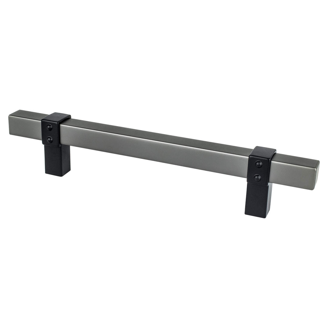Rivet Rebel 128mm CC Brushed Nickel Bar and Matte Black Posts Pull