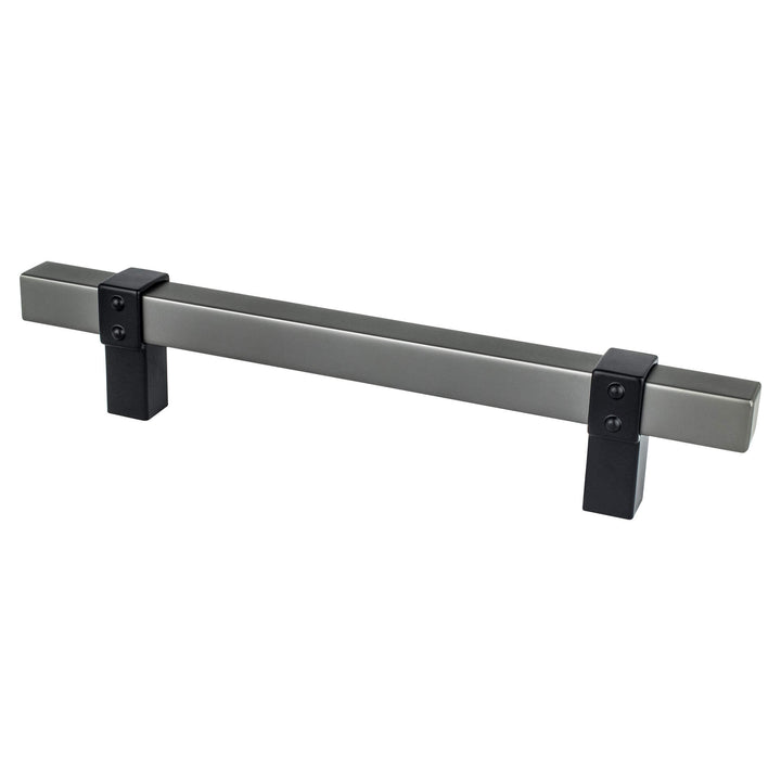 Rivet Rebel 128mm CC Brushed Nickel Bar and Matte Black Posts Pull