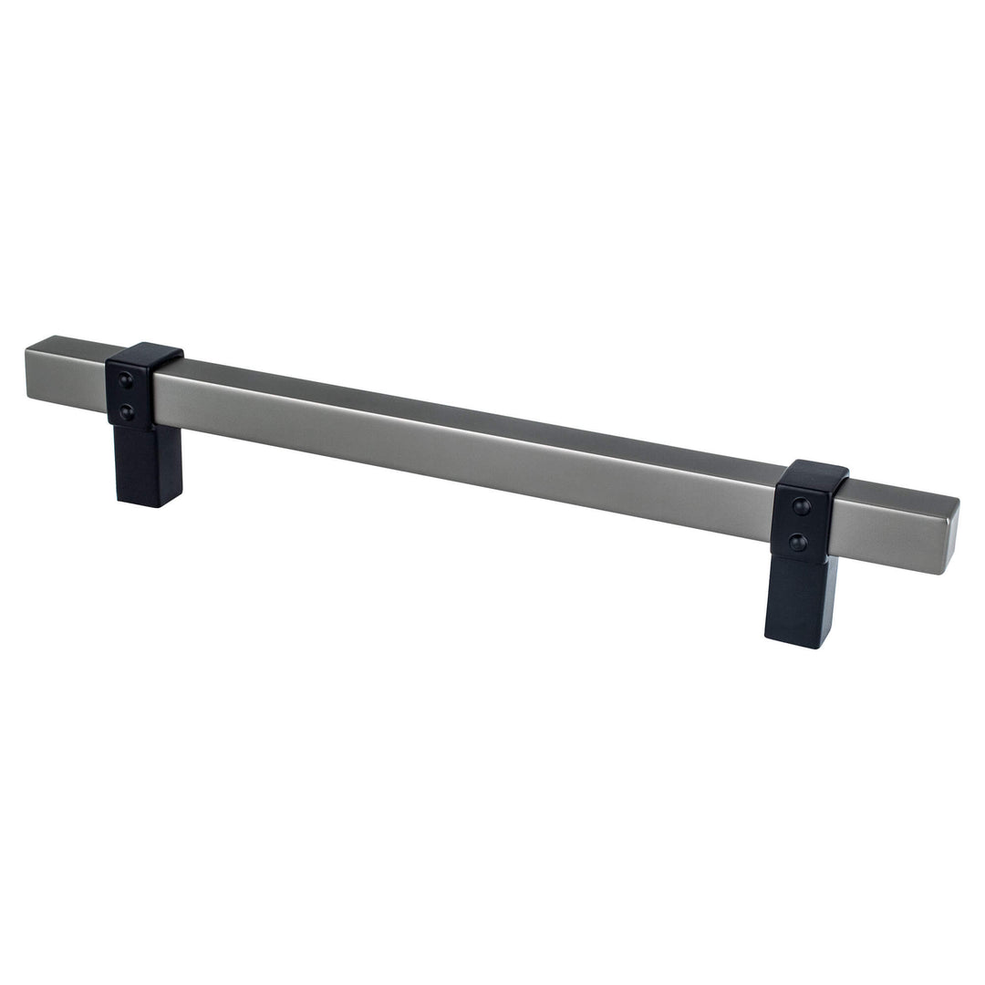 Rivet Rebel 160mm CC Brushed Nickel Bar and Matte Black Posts Pull