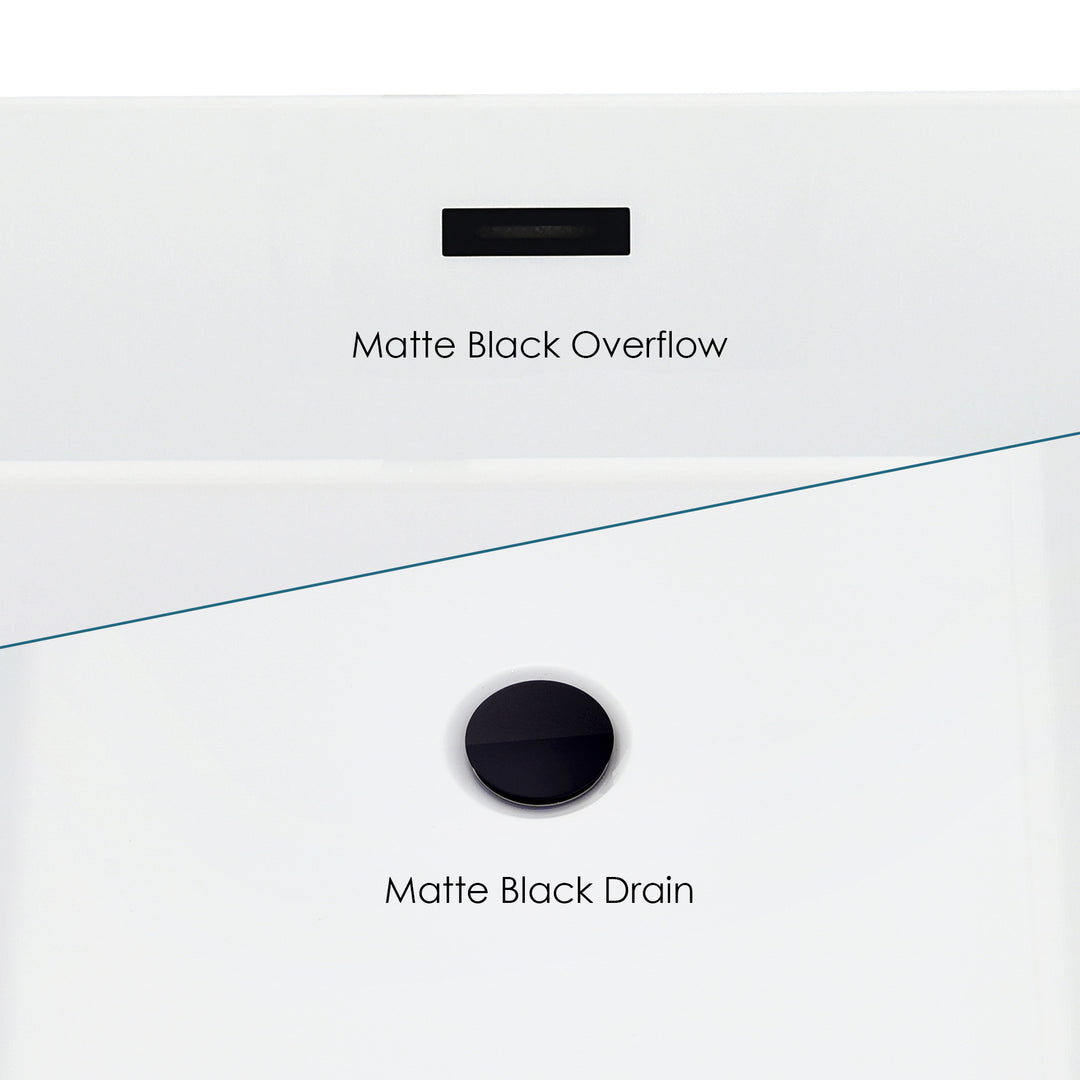 Kaprun 59" x 30" Flatbottom Freestanding Acrylic Soaking Bathtub in Glossy White with Drain and Overflow