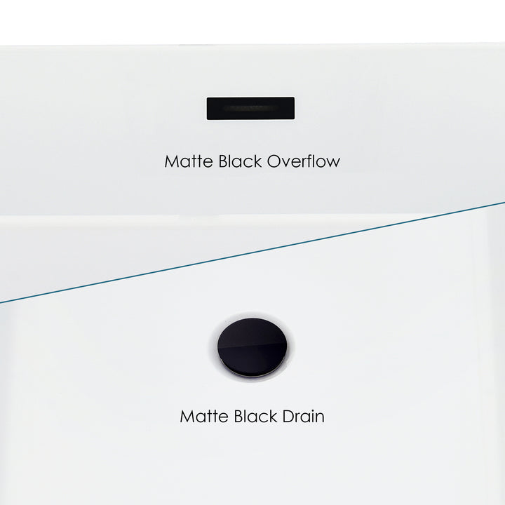 Kaprun 59" x 30" Flatbottom Freestanding Acrylic Soaking Bathtub in Glossy White with Drain and Overflow