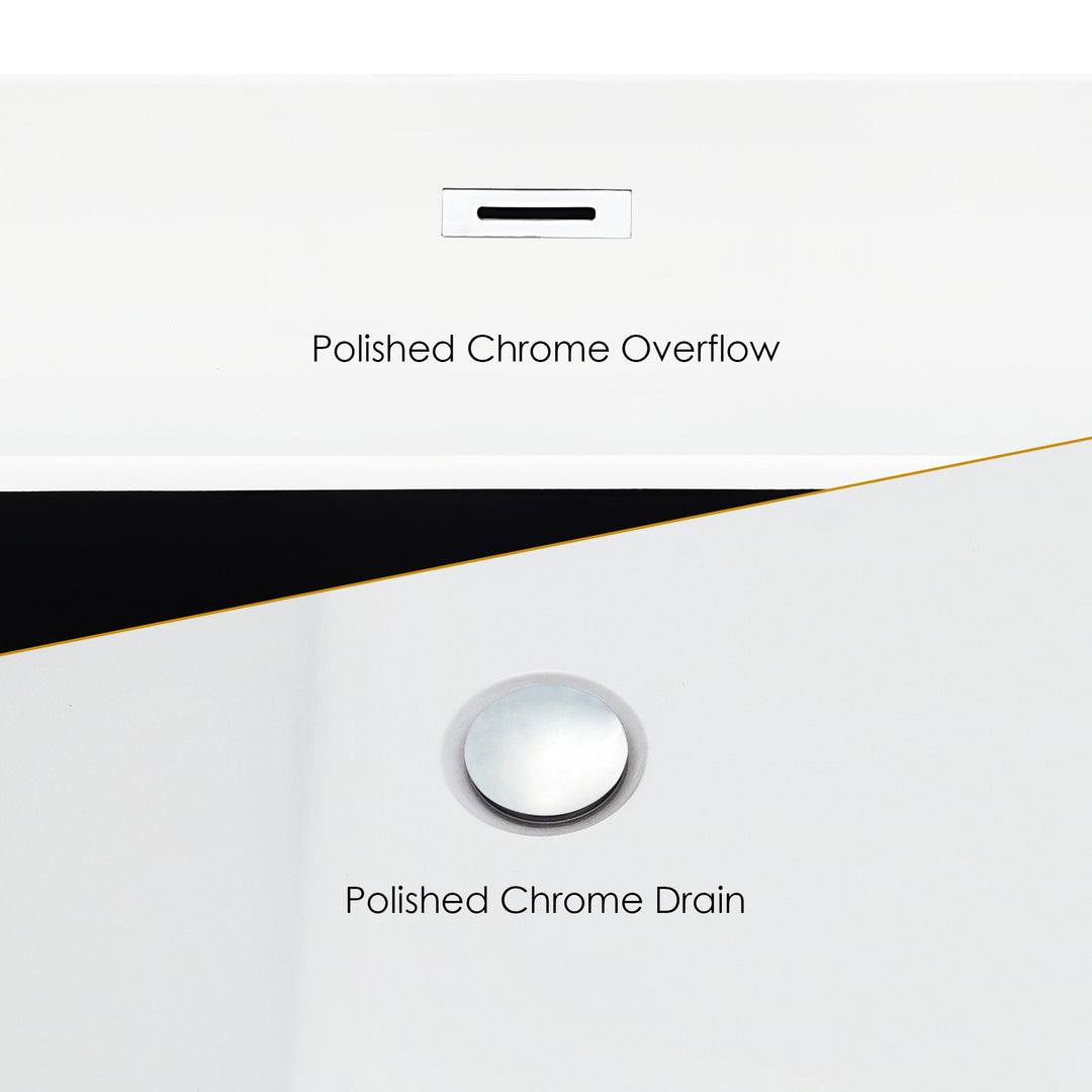 Kaprun 67" x 32" Flatbottom Freestanding Acrylic Soaking Bathtub in Glossy White with Drain and Overflow