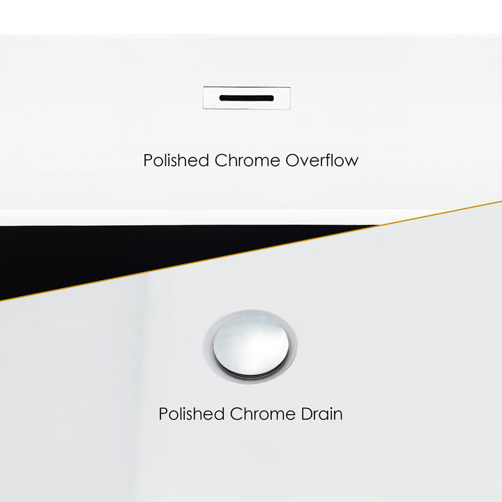 Kaprun 67" x 32" Flatbottom Freestanding Acrylic Soaking Bathtub in Glossy White with Drain and Overflow
