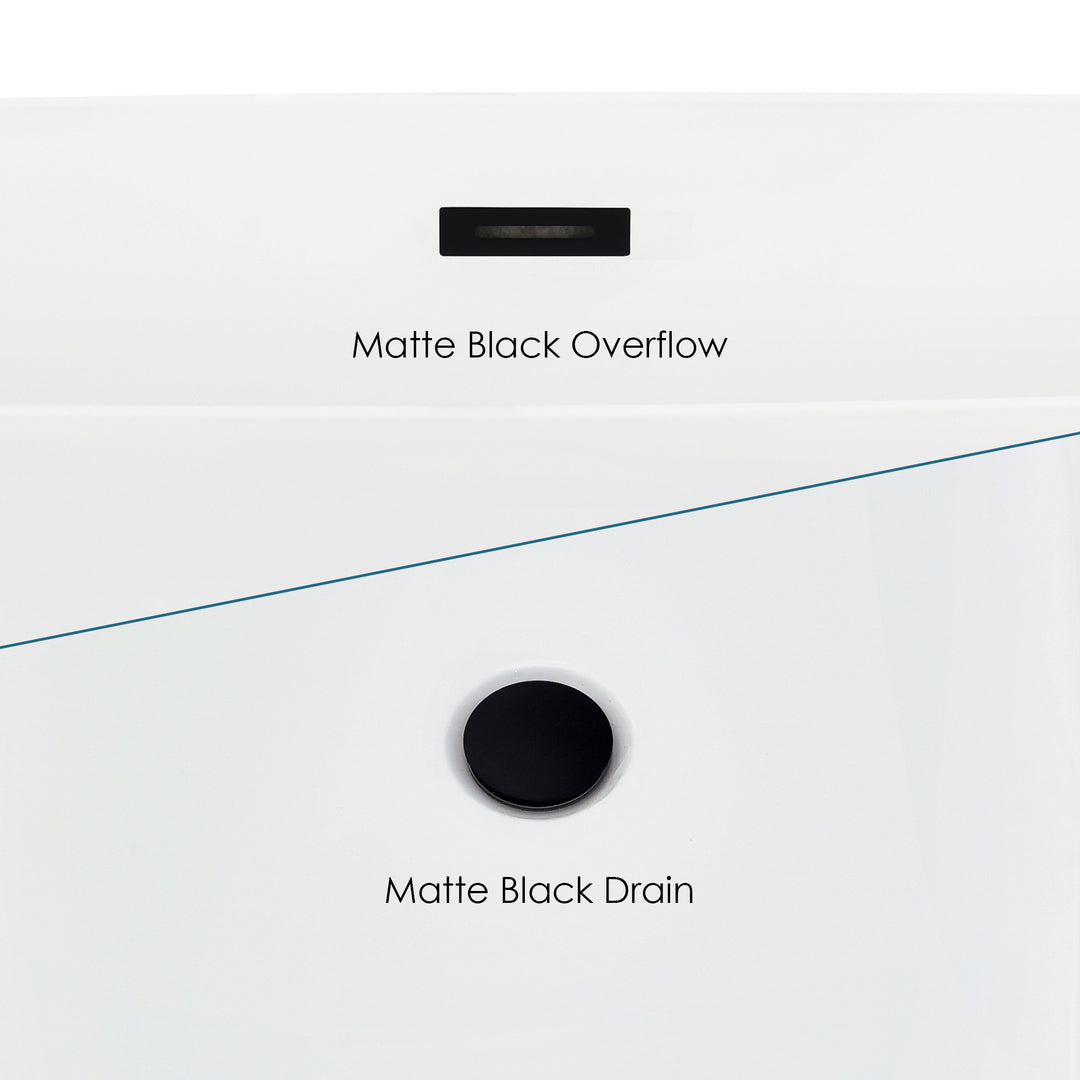 Rauris 59" x 28" Flatbottom Freestanding Acrylic Soaking Bathtub in Glossy White with Drain and Overflow