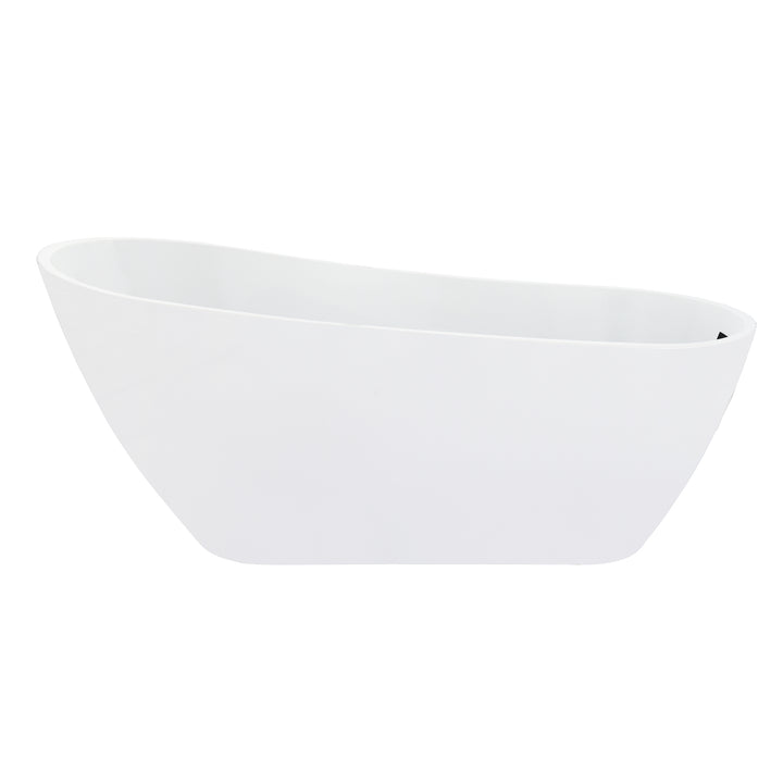 Ipure 67" x 29" Flatbottom Freestanding Acrylic Soaking Bathtub in Glossy White with Drain and Overflow