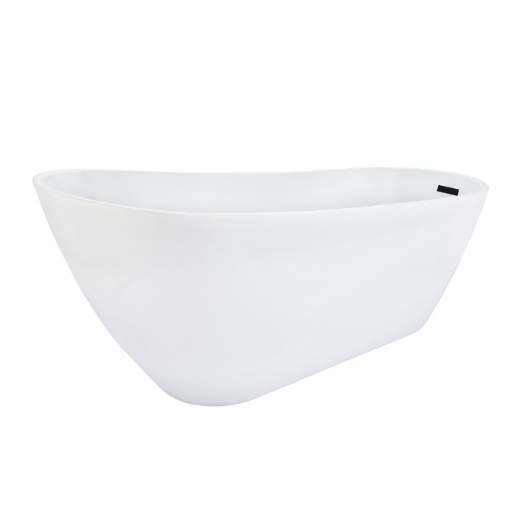 Ipure 67" x 29" Flatbottom Freestanding Acrylic Soaking Bathtub in Glossy White with Drain and Overflow