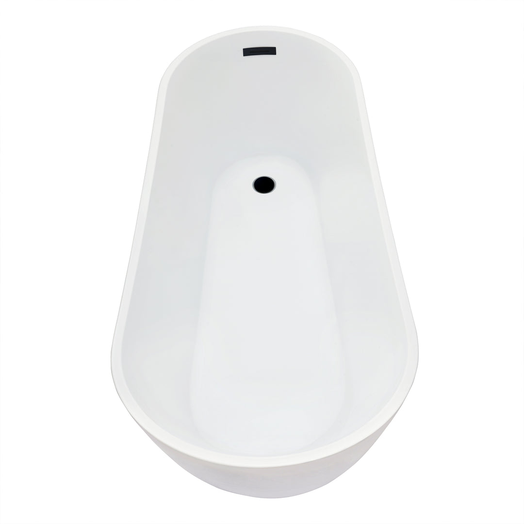 Ipure 67" x 29" Flatbottom Freestanding Acrylic Soaking Bathtub in Glossy White with Drain and Overflow
