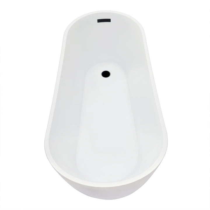 Ipure 67" x 29" Flatbottom Freestanding Acrylic Soaking Bathtub in Glossy White with Drain and Overflow