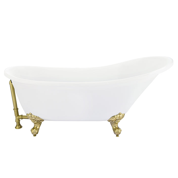 Fandi 64" x 28" Acrylic Clawfoot Soaking Bathtub in Glossy White