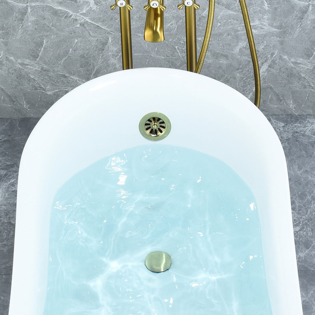 Fandi 64" x 28" Acrylic Clawfoot Soaking Bathtub in Glossy White