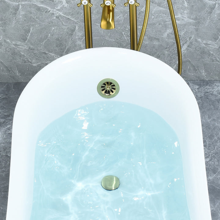 Fandi 64" x 28" Acrylic Clawfoot Soaking Bathtub in Glossy White